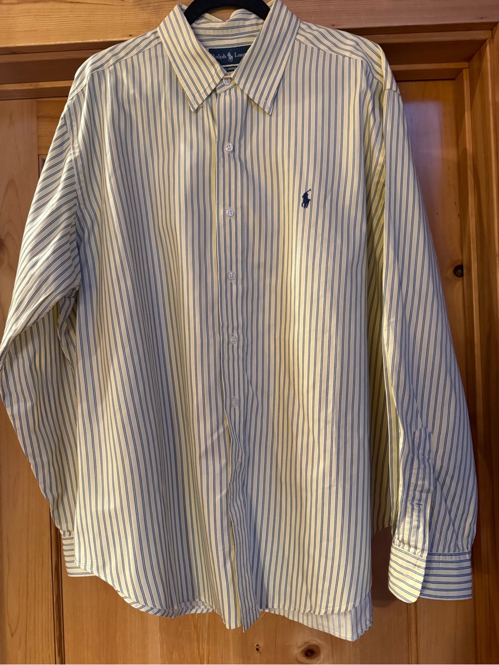 Ralph Lauren White Dress Shirt with Blue Stripes